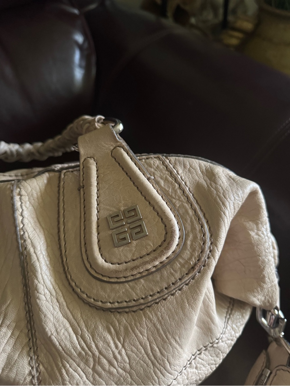 Givenchy Tan Leather Satchel with Braided Top Handles - Picture 4 of 10